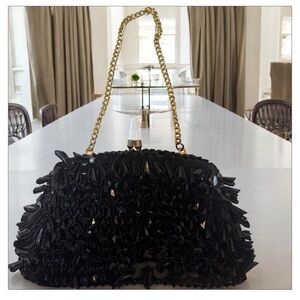 Vintage Black Beaded and Sequined Cha Cha Evening wear cocktail purse